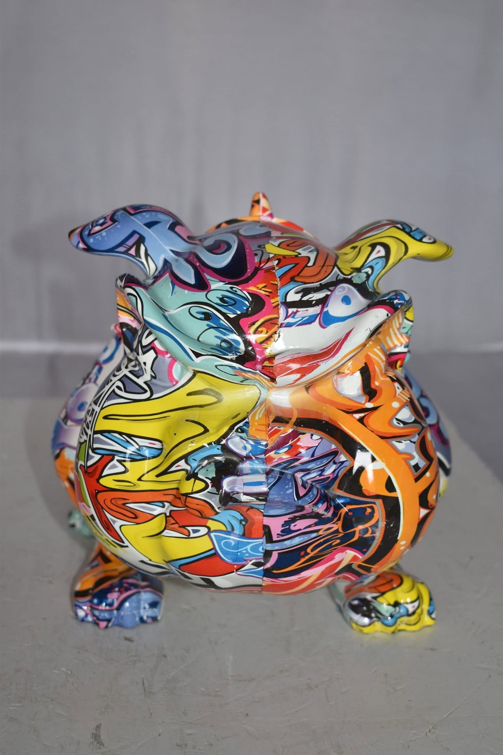 Modern Art Graffiti Bulldog Statue Made of Resin Size: 11" x 5" x 7"H - 6