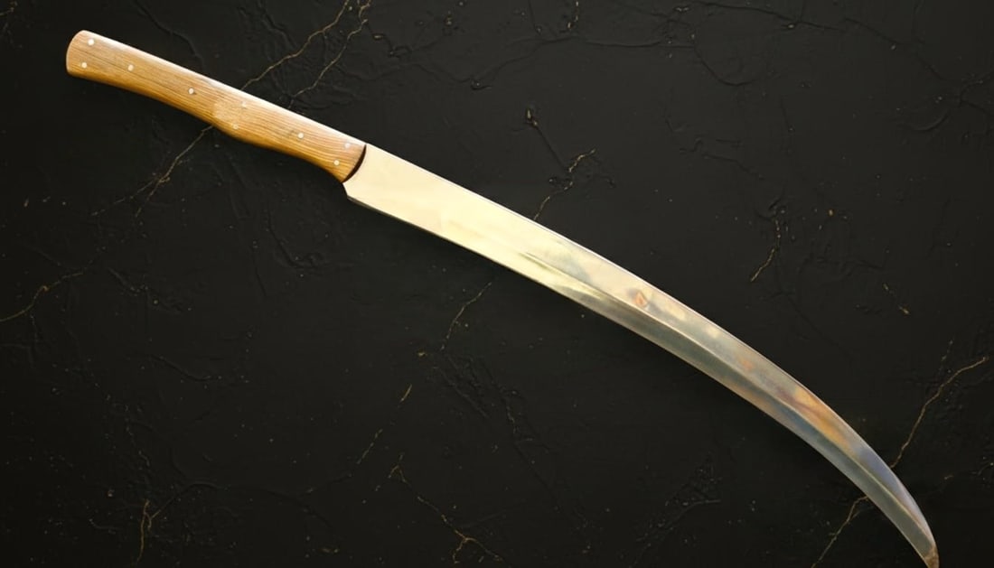 Battle Ready D2 Tool Steel Sword, Hand Forged 33" Curved Blade & Rosewood Grip - 2