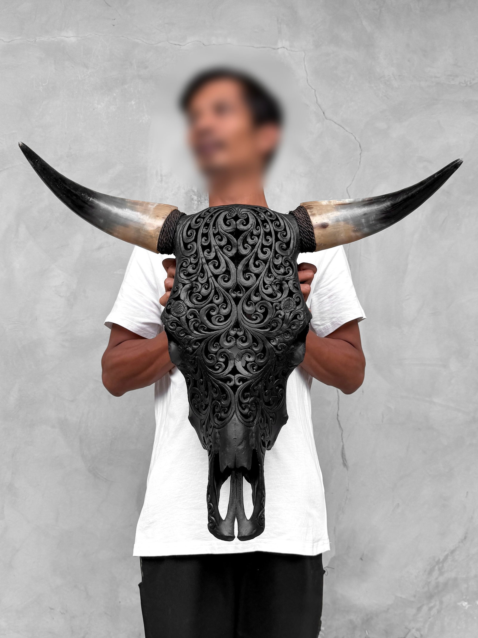 Black bull's skull - Traditional Balinese motif - 2