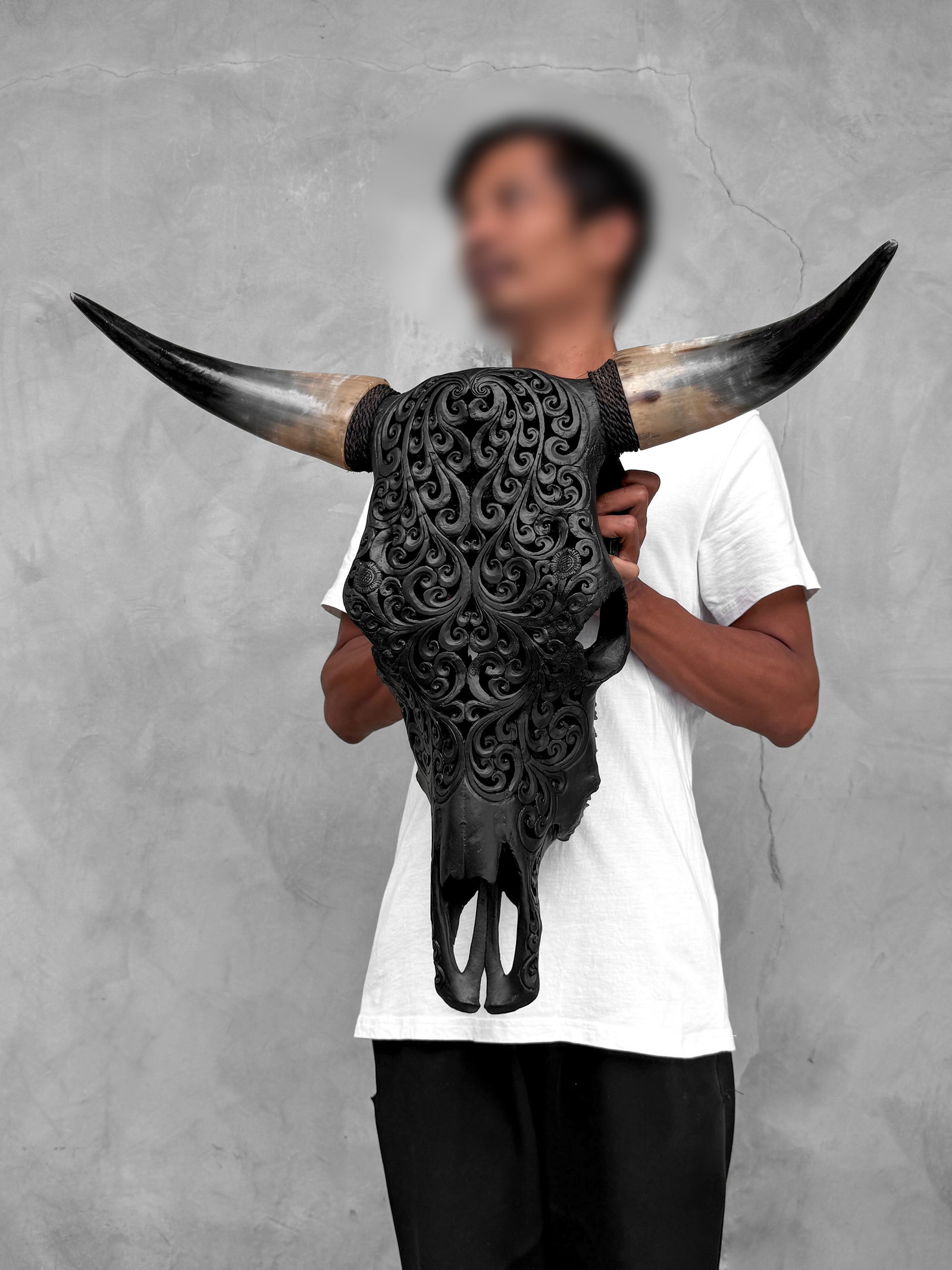 Black bull's skull - Traditional Balinese motif - 4