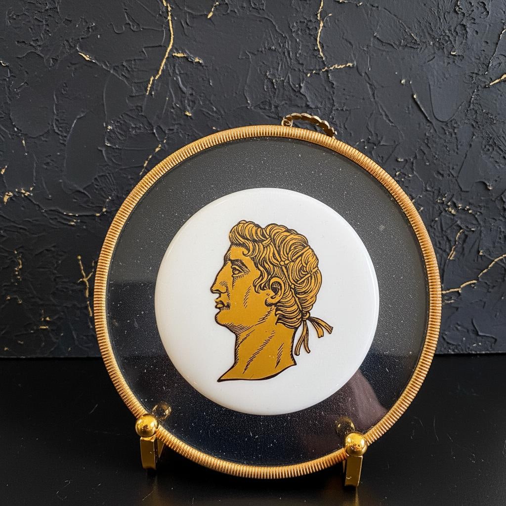 Pair of Vintage 1950s Roman Wall Plaques Julius Caesar Motif Mid-Century Decor - 3