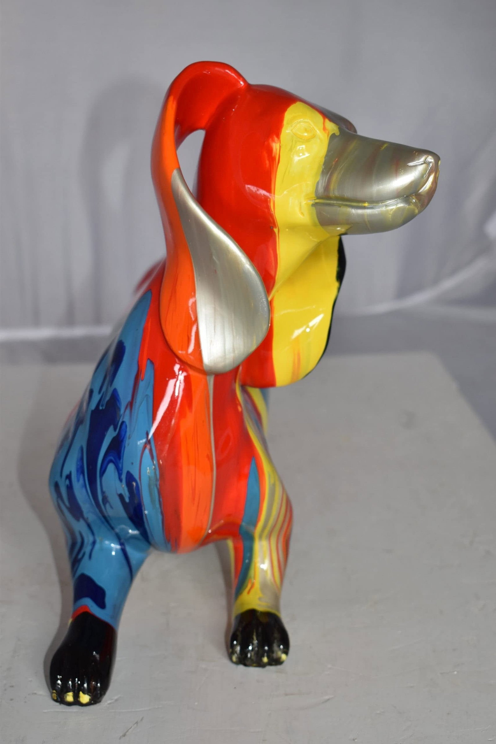 Modern Graffiti Looking Weenie Dachshund Dog Statue from Resin 25" x 10" x 15"H - 7