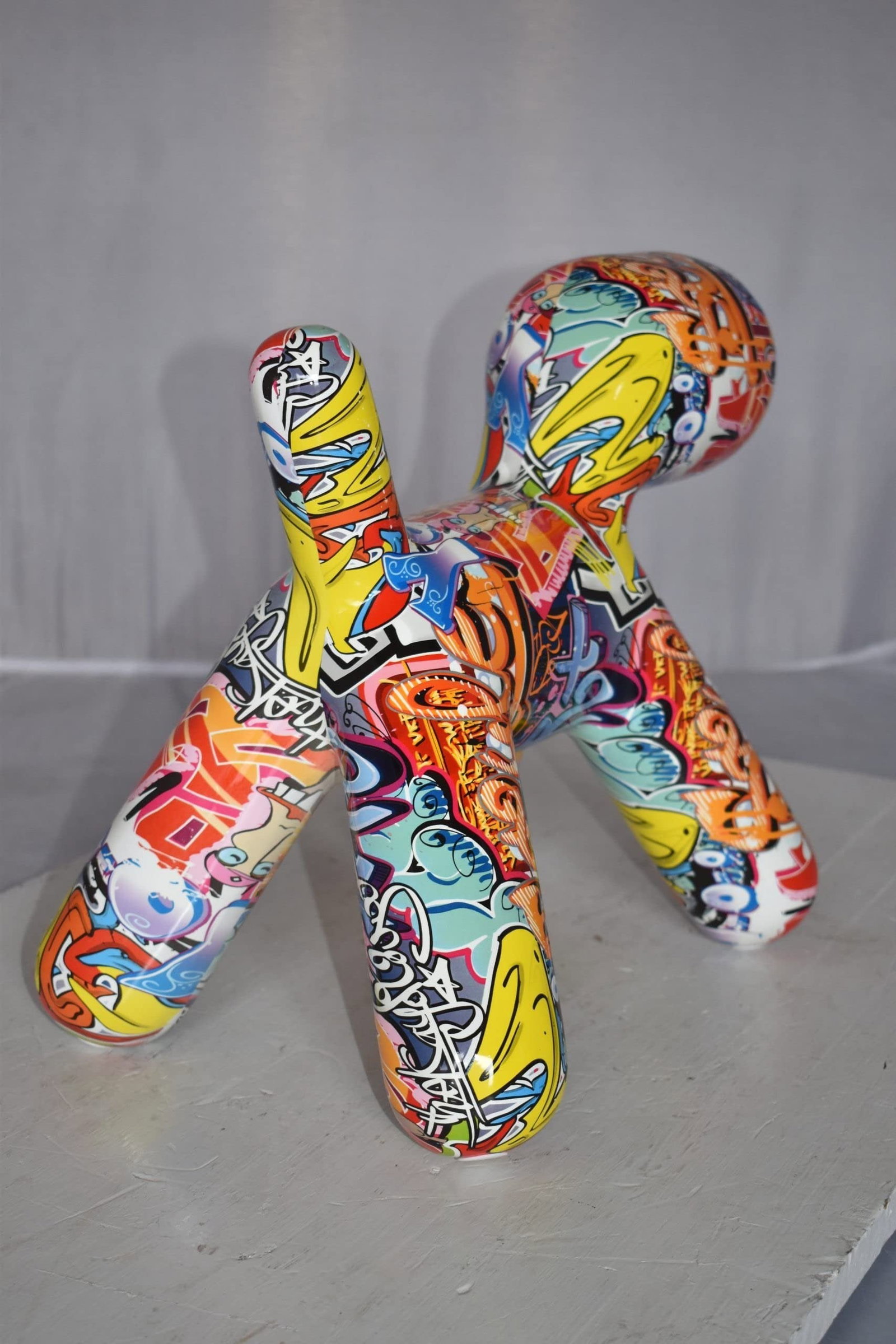 Modern Looking Graffiti Dog Statue Made of Resin Size: 16" x 10" x 14"H - 10