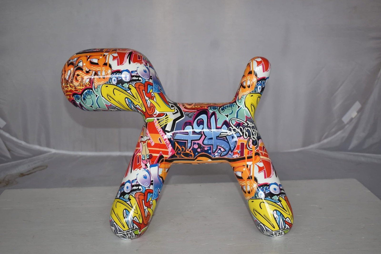 Modern Looking Graffiti Dog Statue Made of Resin Size: 16" x 10" x 14"H - 4