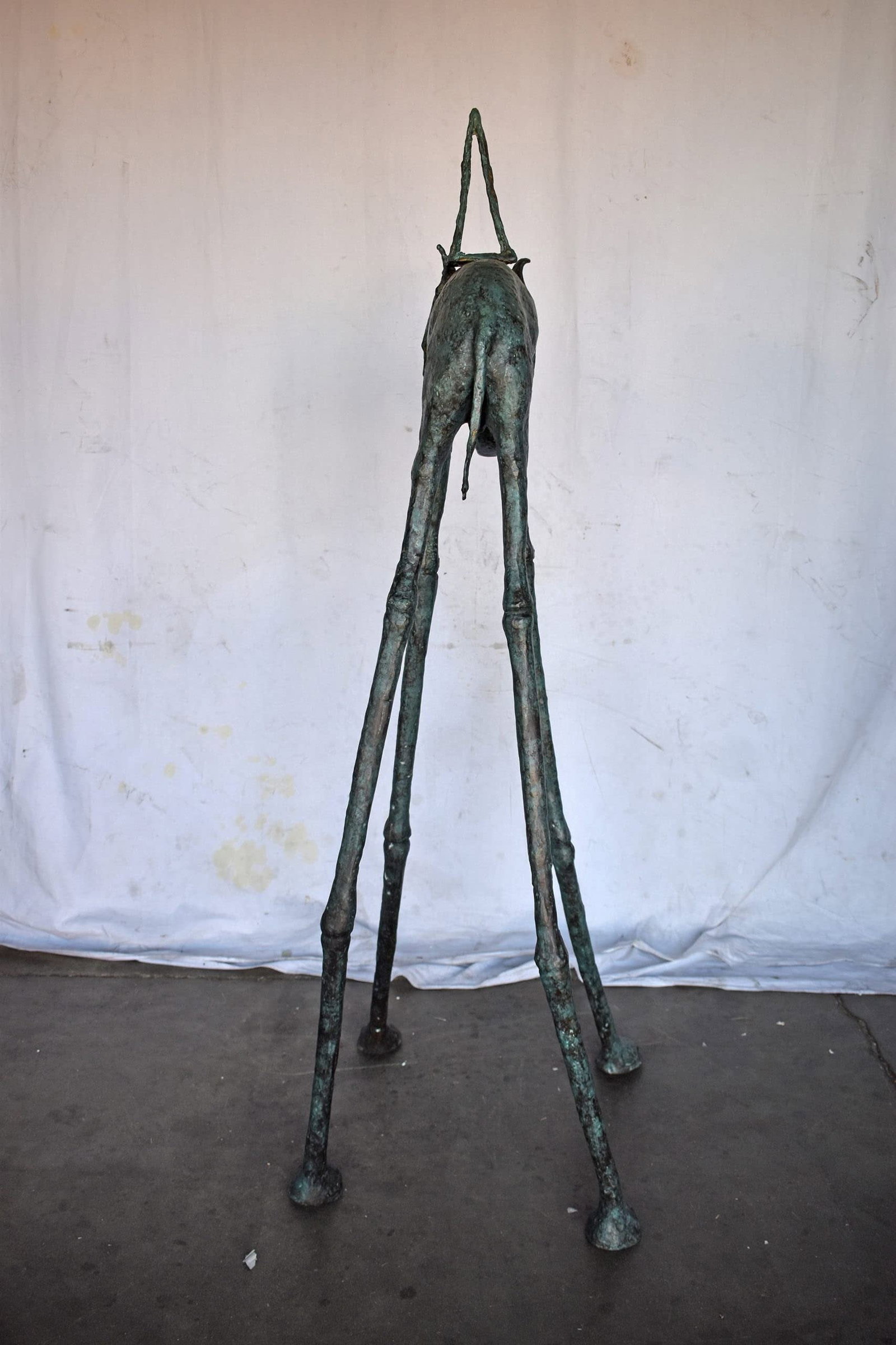 Modern Art Green Patina Tall Elephant Bronze Statue - Size: 26"L x 27"W x 67"H. - 6