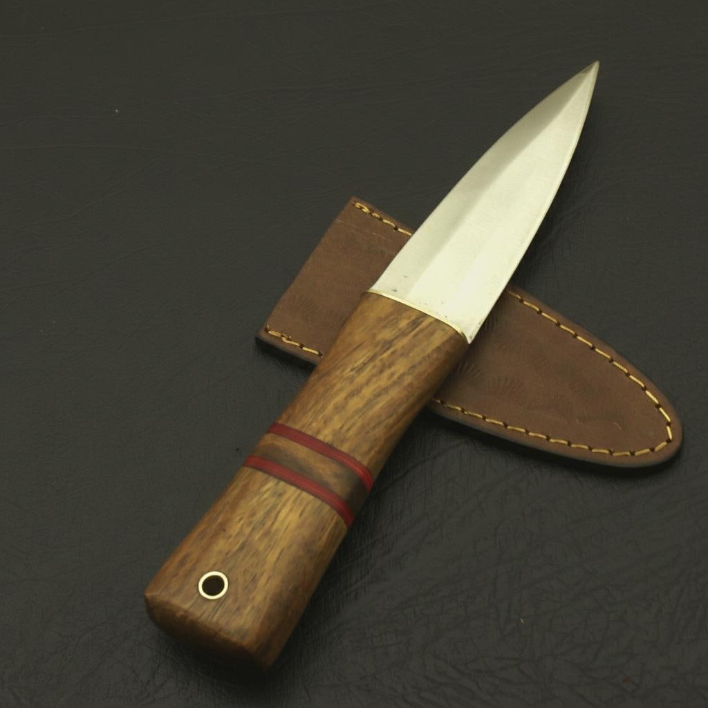 Rosewood Handle Scottish Dirk Knife, 8 inch Stainless Steel Blade, Custom Leather Sheath (1 of 5)