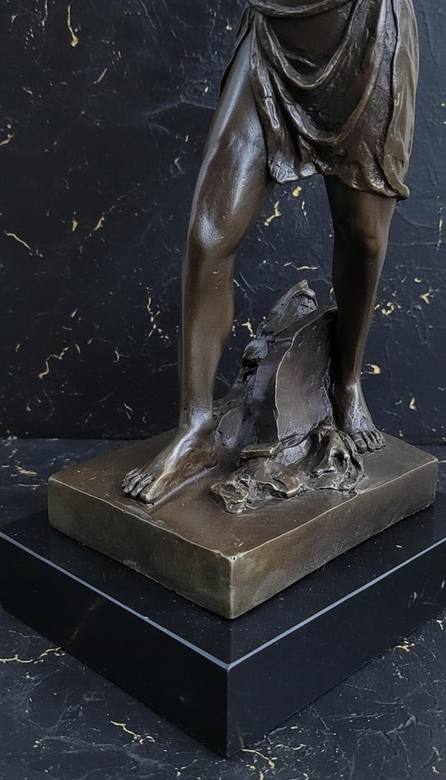 Signed J. Debut Roman Gladiator Warrior Bronze Statue on Marble Base Art Sculpture - 9