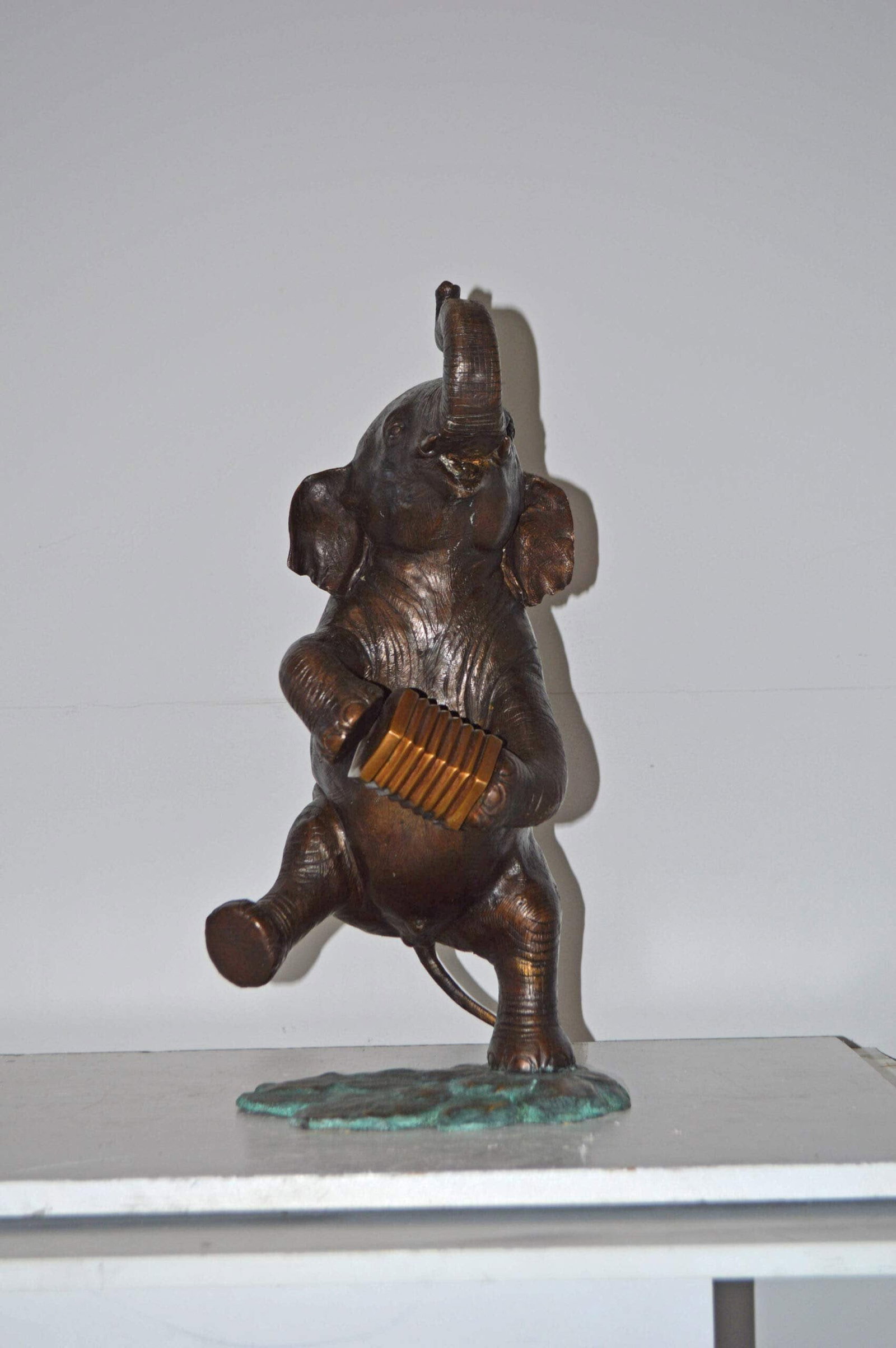Circus Elephant Dance and Play the Accordion Bronze Statue - 13" x 11" x 22"H - 4