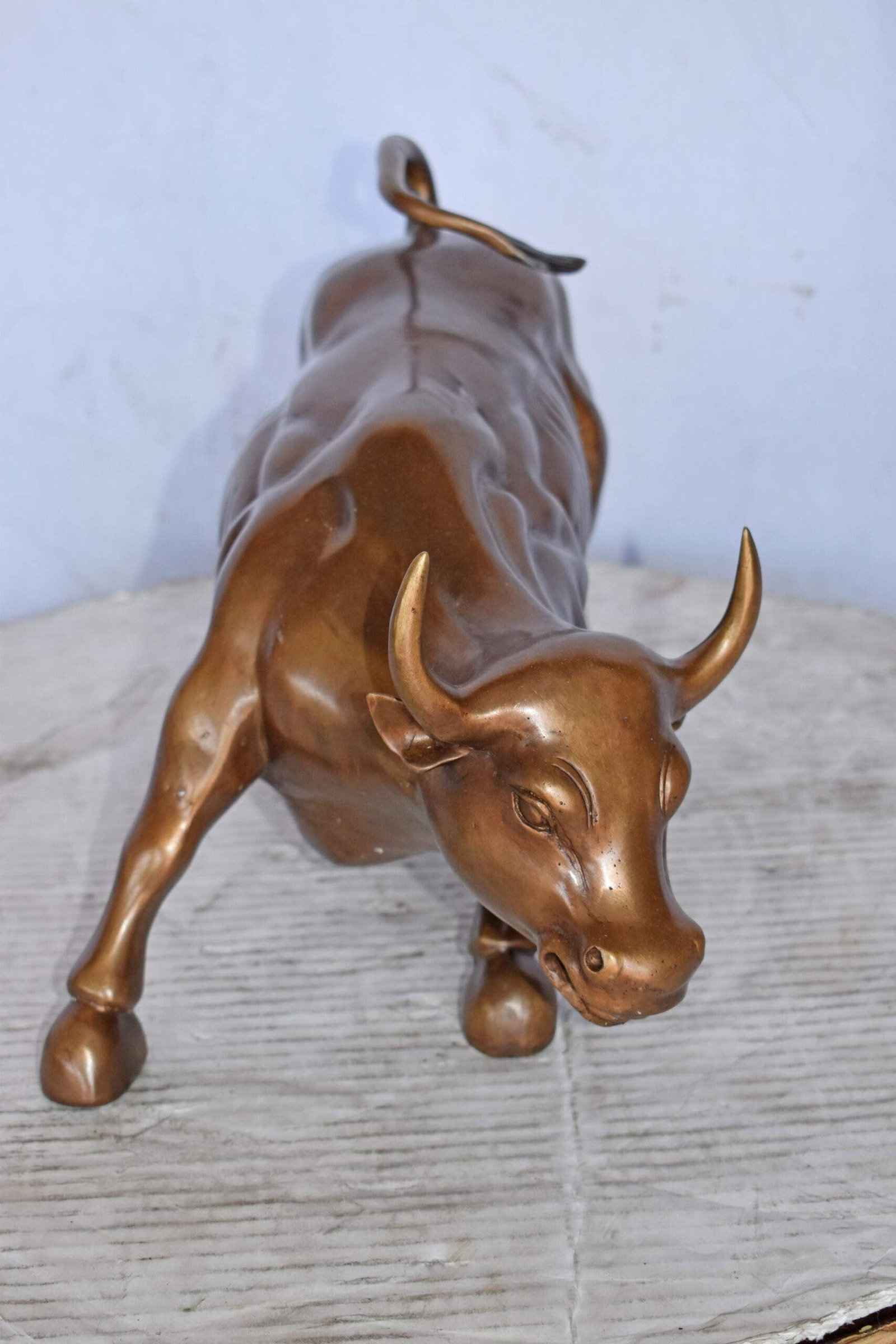 Wall Street Bull replica bronze statue - Size: 15"L x 7"W x 9"H. - 6