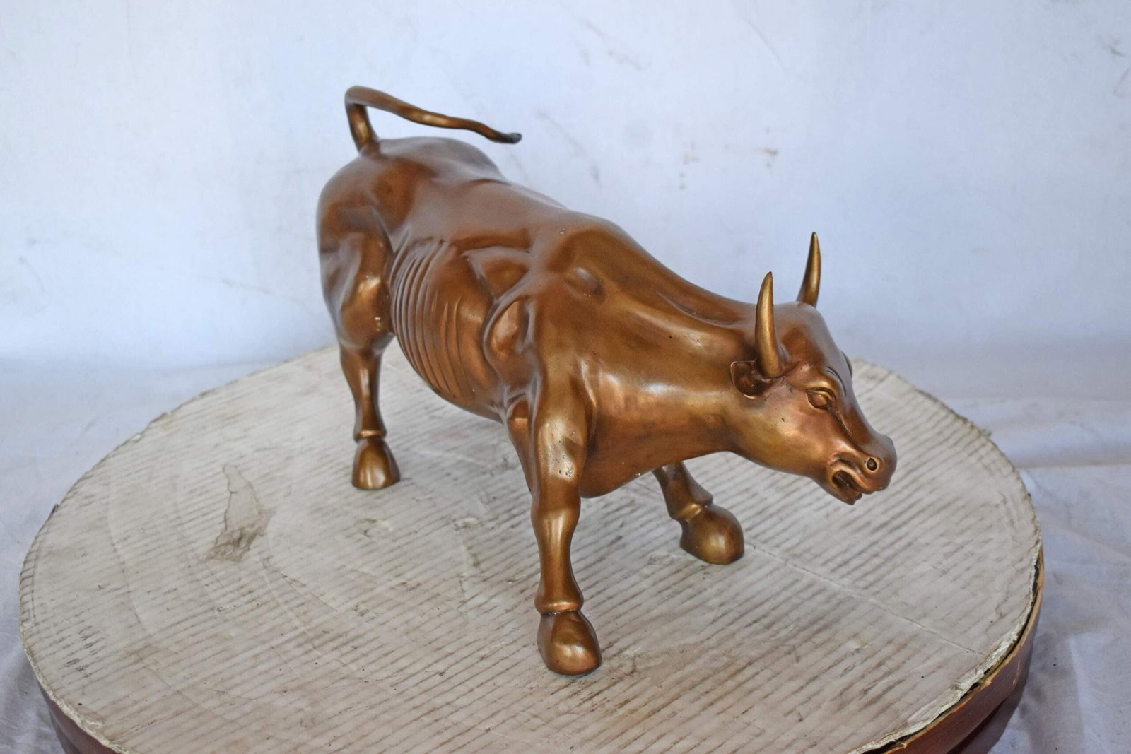 Wall Street Bull replica bronze statue - Size: 15"L x 7"W x 9"H. - 7