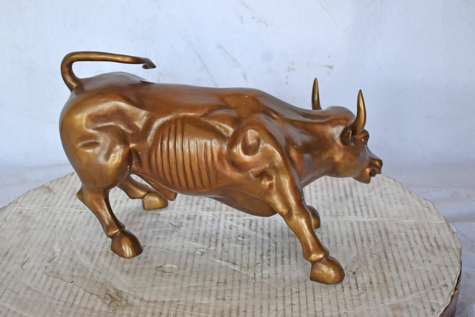 Wall Street Bull replica bronze statue - Size: 15"L x 7"W x 9"H. - 8