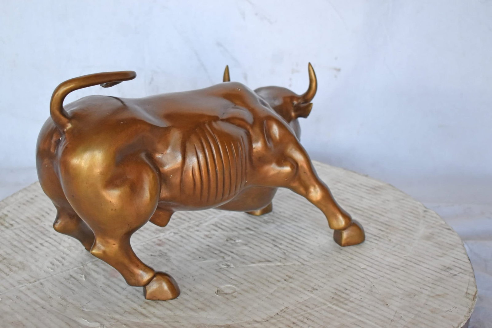 Wall Street Bull replica bronze statue - Size: 15"L x 7"W x 9"H. - 9