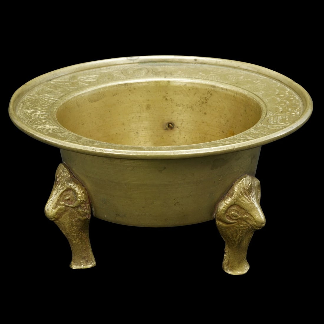 Sino-Tibetan Brass Censer w/Rams Head Legs - 3