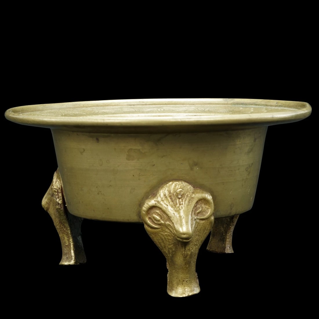 Sino-Tibetan Brass Censer w/Rams Head Legs - 4