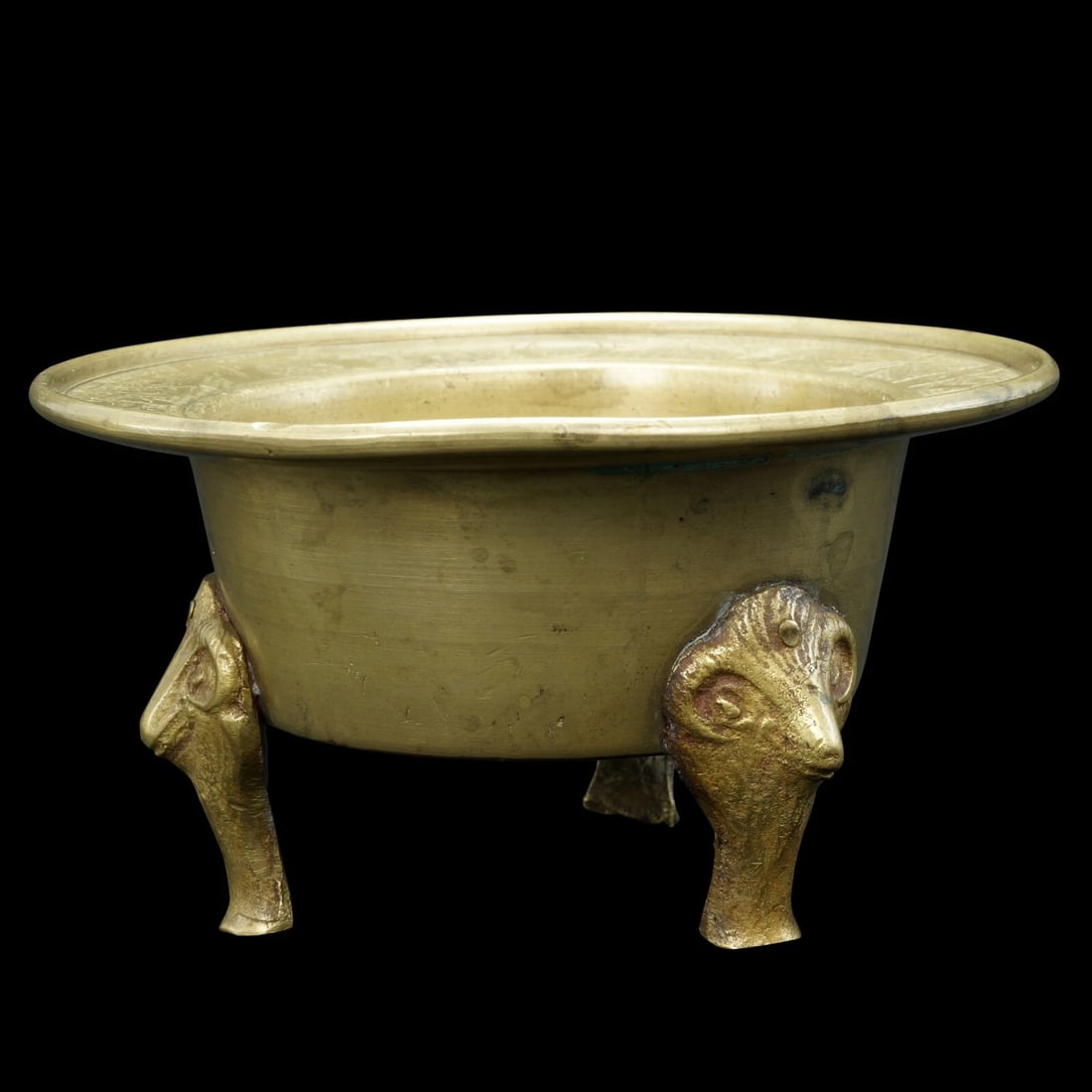 Sino-Tibetan Brass Censer w/Rams Head Legs - 5