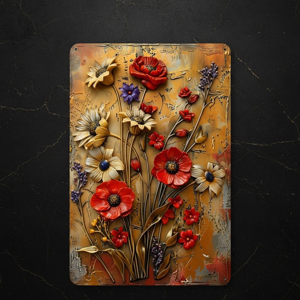 Decorative Floral Metal Sign 8x12 inches, Vintage Wall Art Plaque for Garden or Home Gift - 2