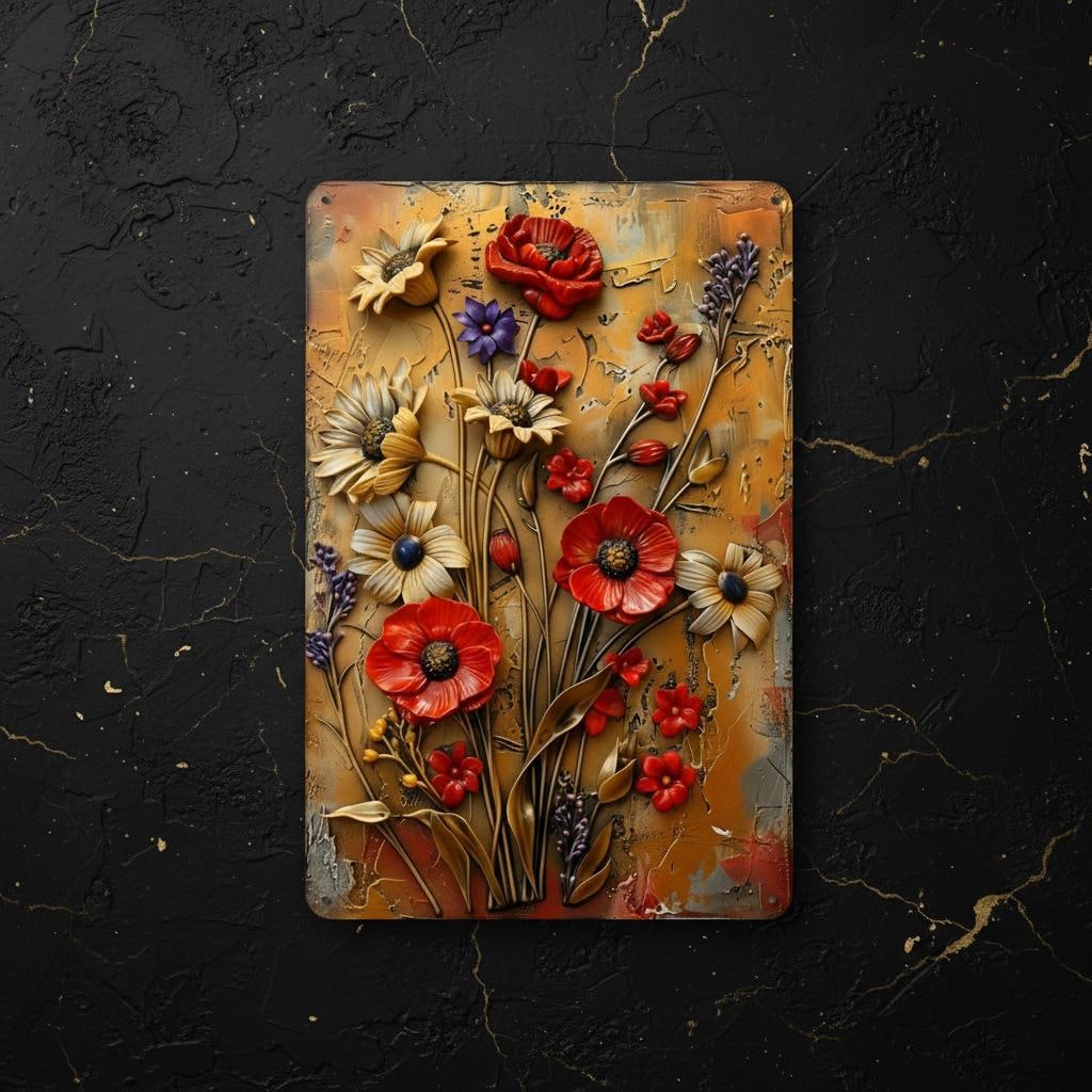 Decorative Floral Metal Sign 8x12 inches, Vintage Wall Art Plaque for Garden or Home Gift - 3