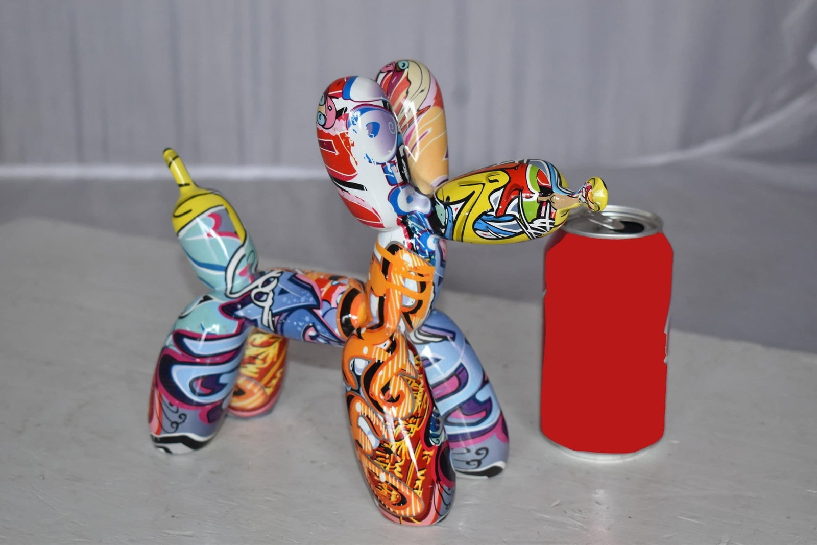 Modern Graffiti Looking Balloon Dog Statue Made of Resin Size: 10" x 4" x 8"H - 5