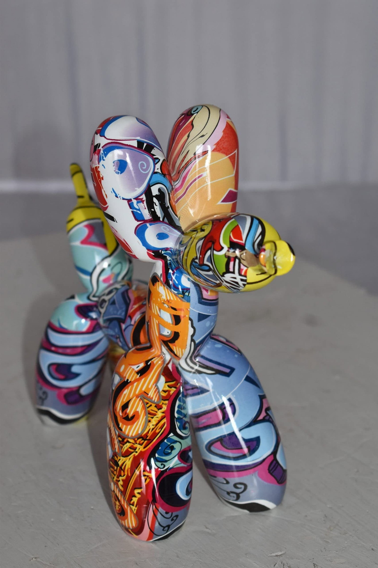 Modern Graffiti Looking Balloon Dog Statue Made of Resin Size: 10" x 4" x 8"H - 6