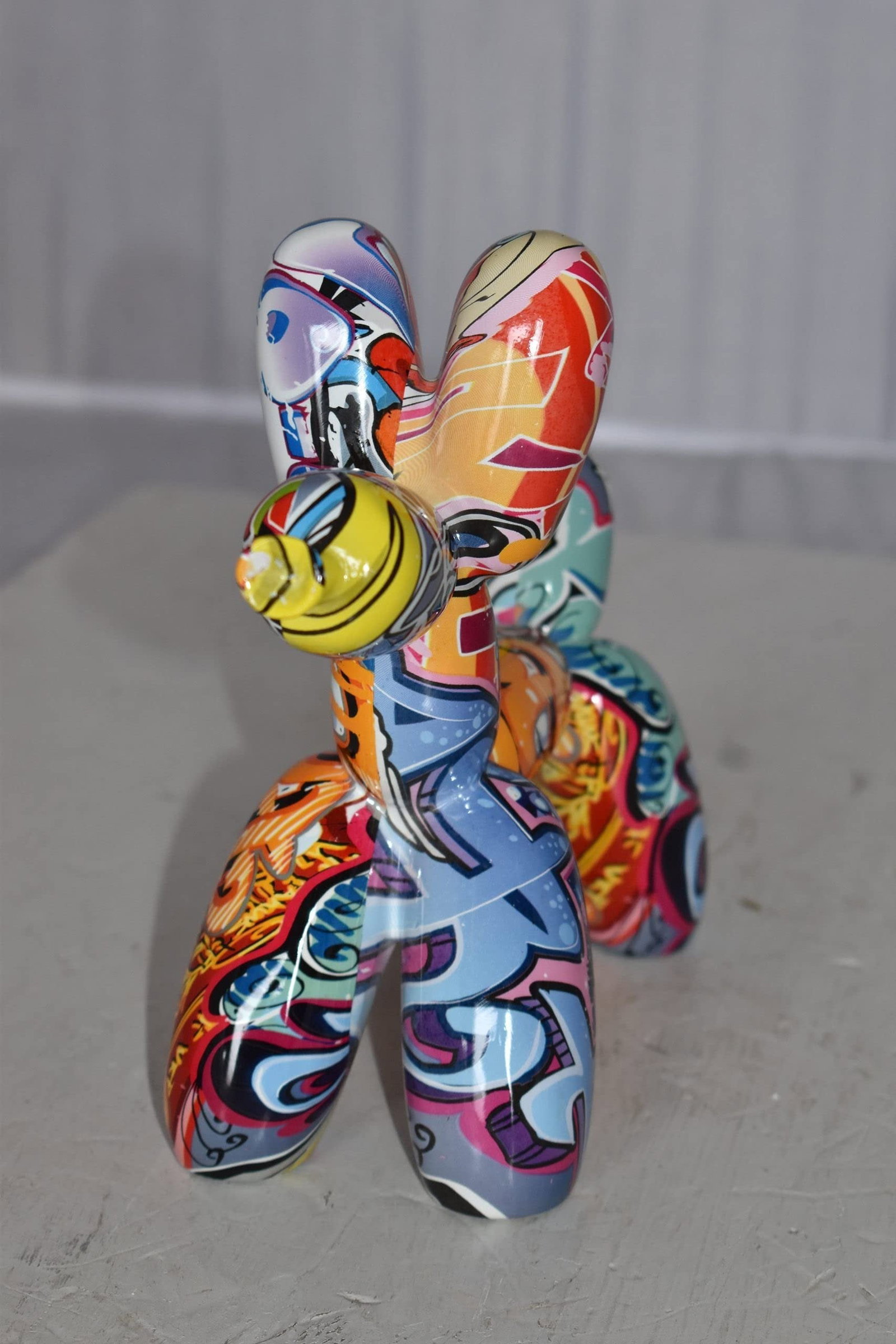 Modern Graffiti Looking Balloon Dog Statue Made of Resin Size: 10" x 4" x 8"H - 7