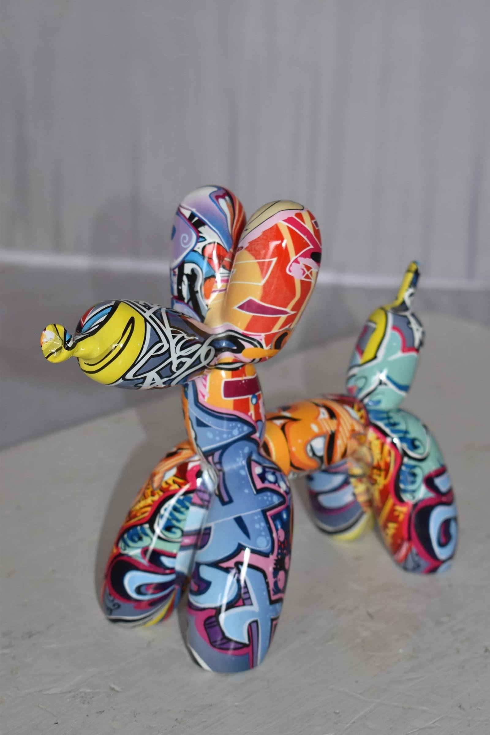 Modern Graffiti Looking Balloon Dog Statue Made of Resin Size: 10" x 4" x 8"H - 8