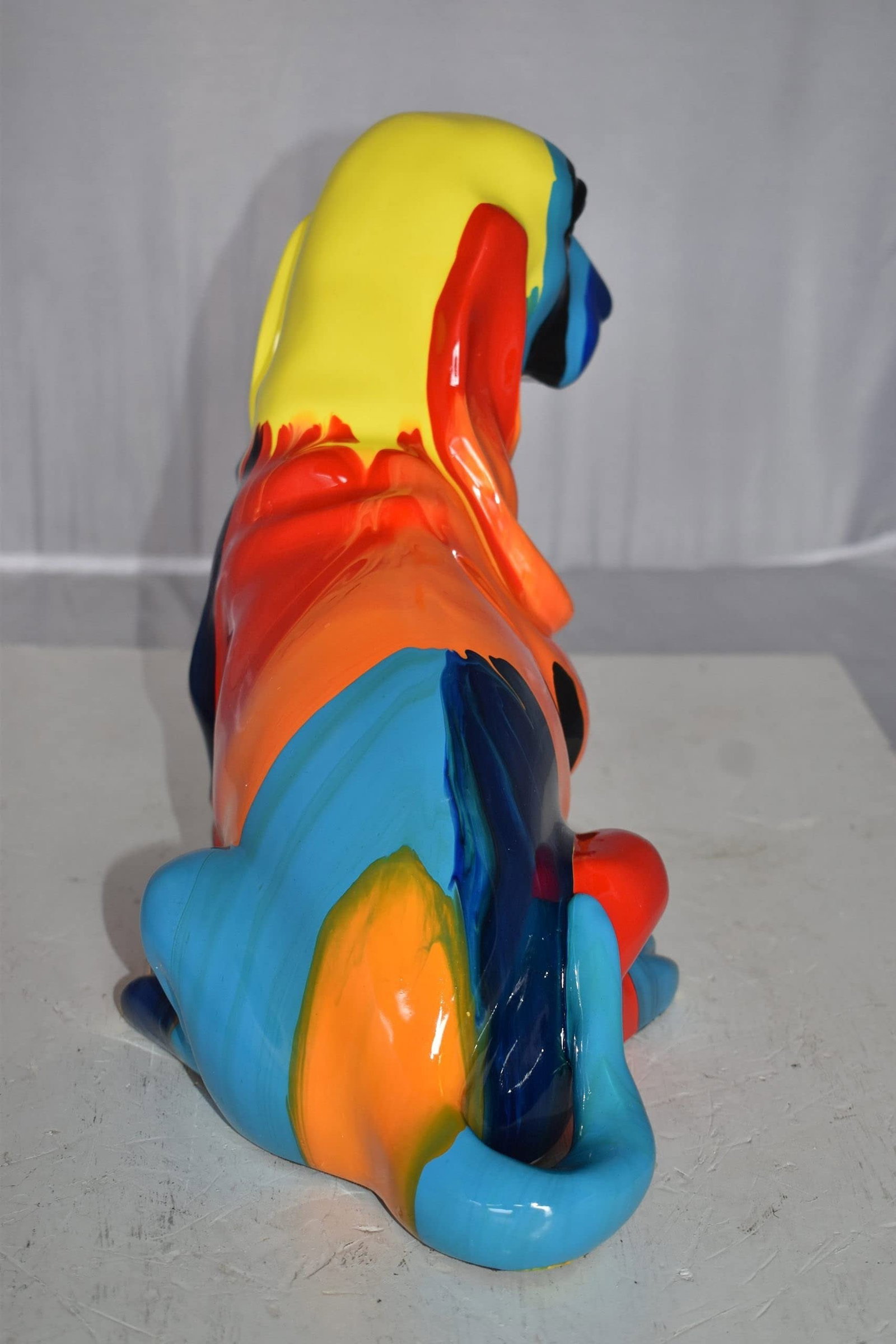 Modern Paint Drops Basset Hound Dog Statue Made of Resin Size: 16" x 8" x 13"H - 6