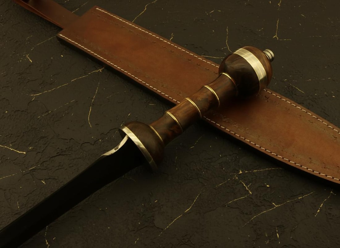 Hand Forged Roman Gladius Sword D2 Steel Blade, Custom Rosewood Handle, Damascus Guard - 2