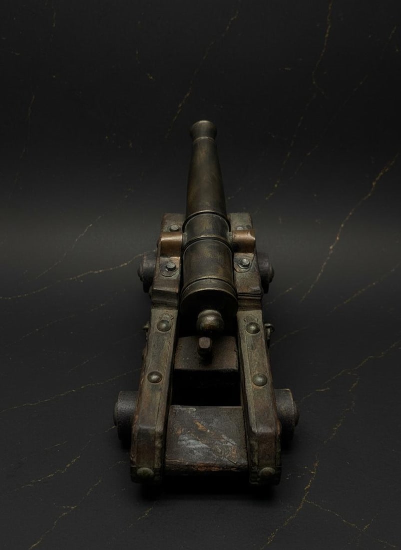 Vintage All Original Brass Cannon Model Decorative Piece Unknown Maker - 6