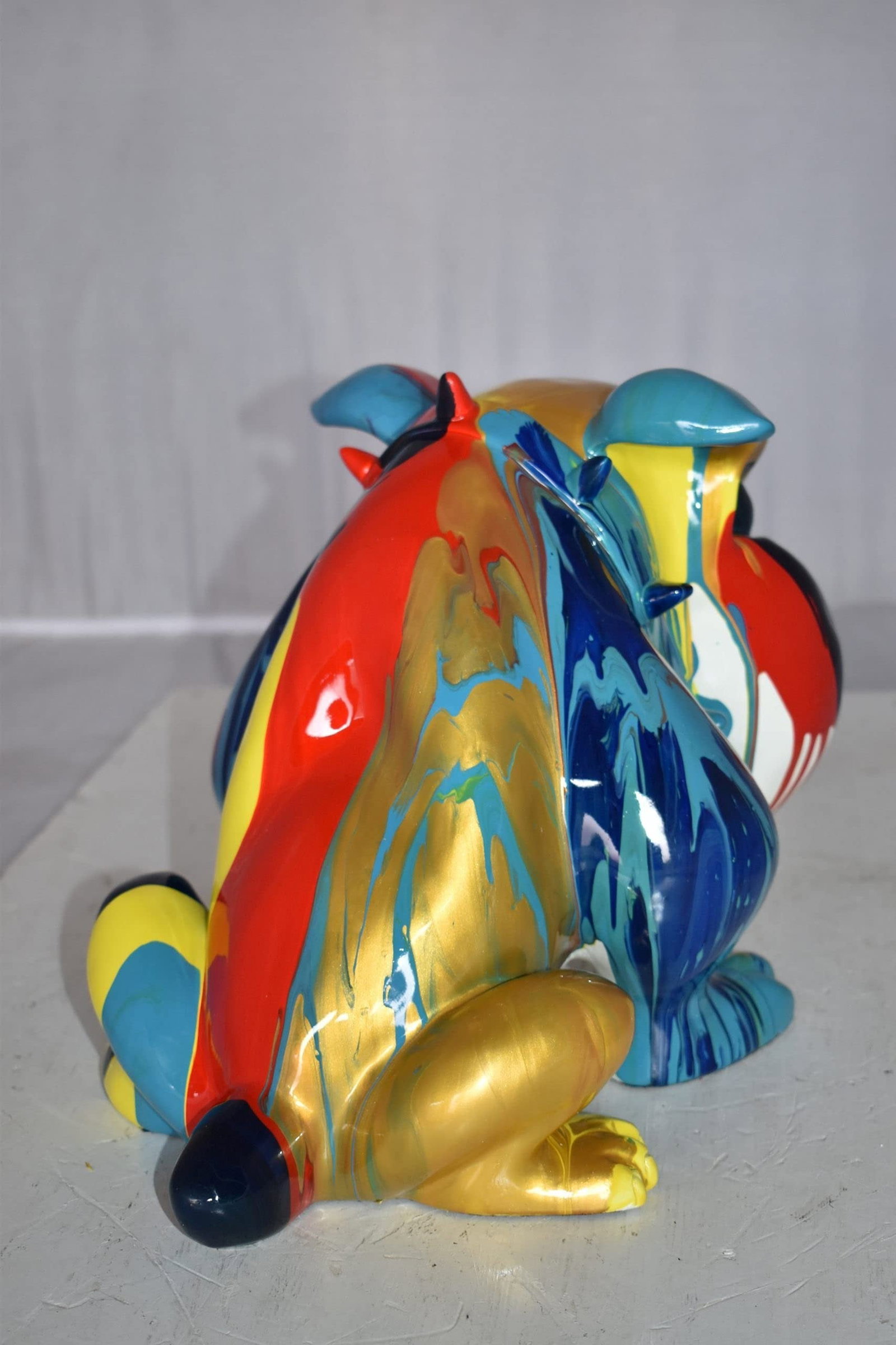 Modern Happy Paint Drops Bulldog Statue Made of Resin Size: 14" x 19" x 10"H - 7