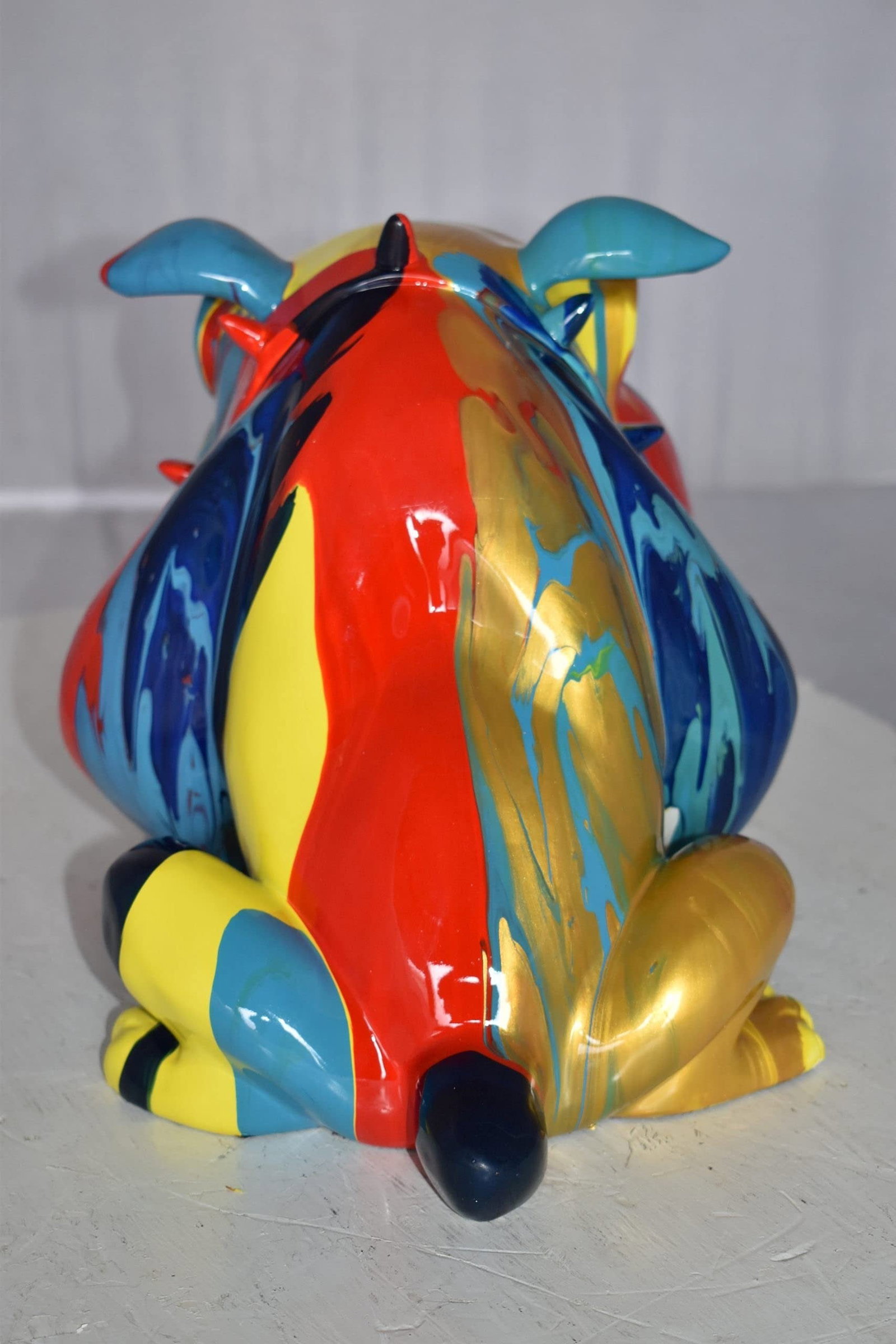 Modern Happy Paint Drops Bulldog Statue Made of Resin Size: 14" x 19" x 10"H - 8