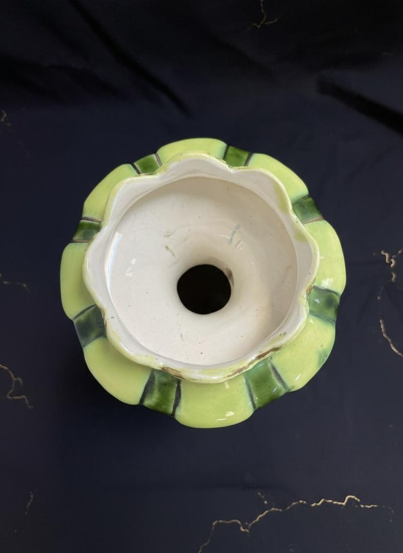 Antique Art Nouveau Floral Vase 17" Tall Majolica Pottery Deep Cobalt Blue #349 - 4