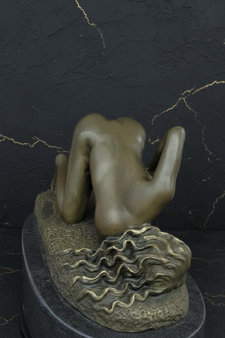 Signed John Koch Bronze Sculpture of a Nude Woman, Art Figurine on Marble Base - 2