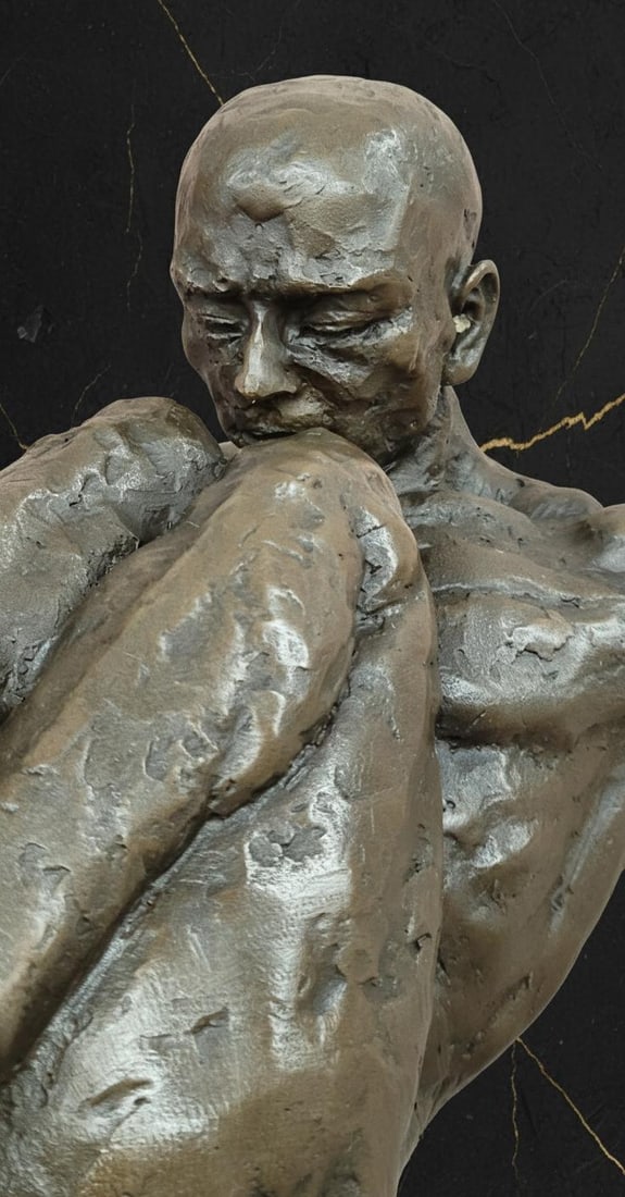 Large Signed Milo Bronze Sculpture Athletic Male Swimmer Diver on Marble Base - 7