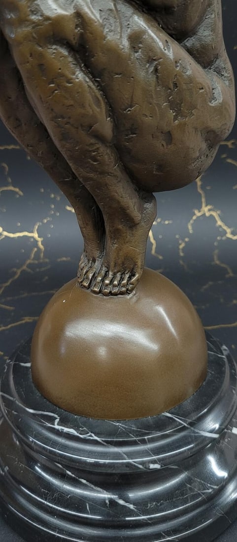 Large Signed Milo Bronze Sculpture Athletic Male Swimmer Diver on Marble Base - 8
