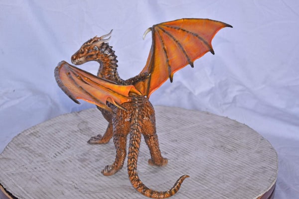 Painted Dragon Made of Bronze, Statue - Size: 15"L x 14"W x 12"H. - 10