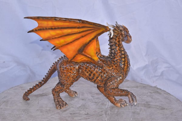 Painted Dragon Made of Bronze, Statue - Size: 15"L x 14"W x 12"H. - 7
