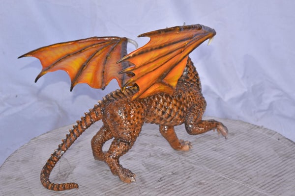 Painted Dragon Made of Bronze, Statue - Size: 15"L x 14"W x 12"H. - 8
