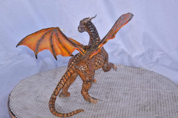Painted Dragon Made of Bronze, Statue - Size: 15"L x 14"W x 12"H. - 9