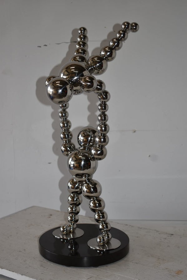 Modern Art Acrobat Couple in Action Chrome Balls Statue Size: 12" x 14" x 27"H - 6