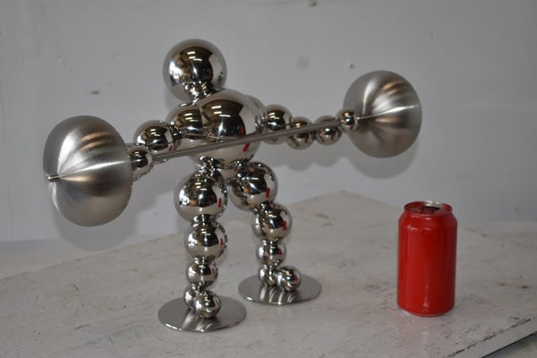 Modern Art Weightlifter Second Pull Position Chrome Statue Size: 20" x 9" x 12"H - 4