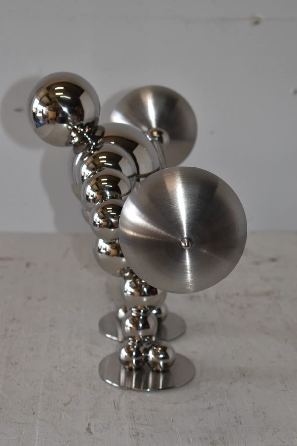 Modern Art Weightlifter Second Pull Position Chrome Statue Size: 20" x 9" x 12"H - 5