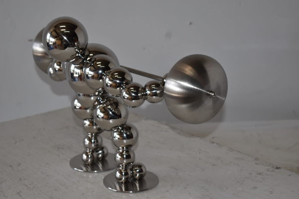 Modern Art Weightlifter Second Pull Position Chrome Statue Size: 20" x 9" x 12"H - 6