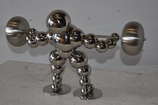 Modern Art Weightlifter Second Pull Position Chrome Statue Size: 20" x 9" x 12"H - 7
