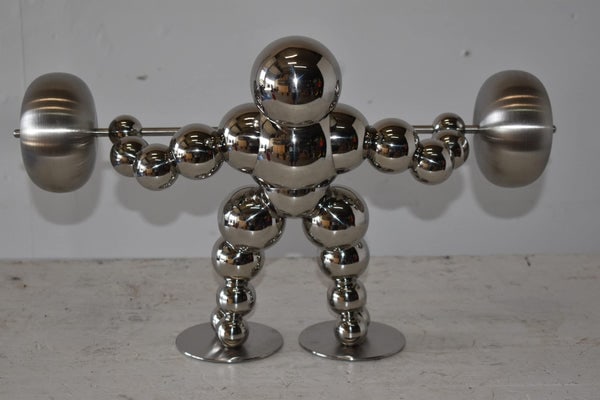 Modern Art Weightlifter Second Pull Position Chrome Statue Size: 20" x 9" x 12"H - 8