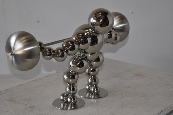Modern Art Weightlifter Second Pull Position Chrome Statue Size: 20" x 9" x 12"H - 9