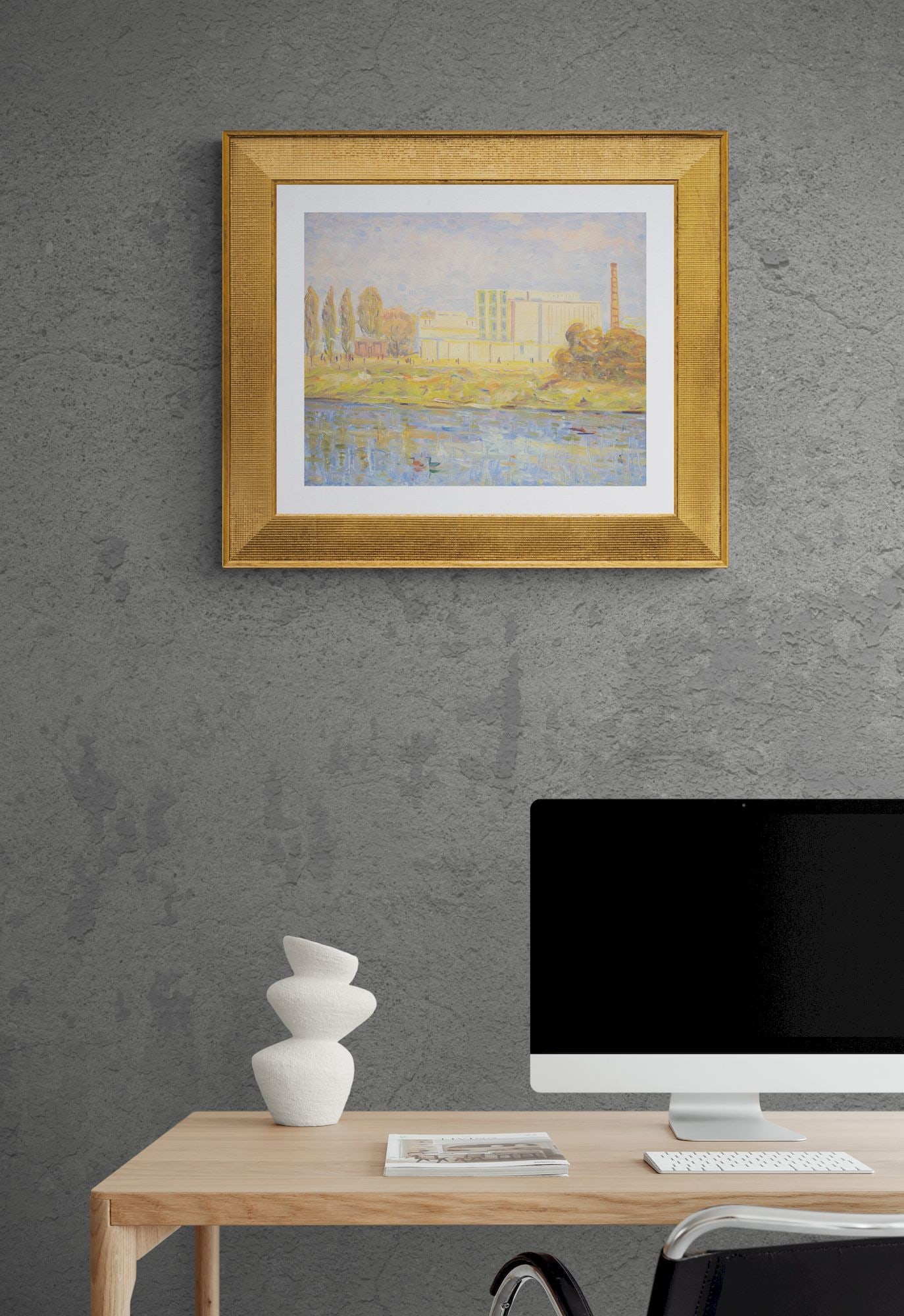 Tyukha Ivan (Ukrainian artist), "Pond at the factory", oil on cardboard - 2