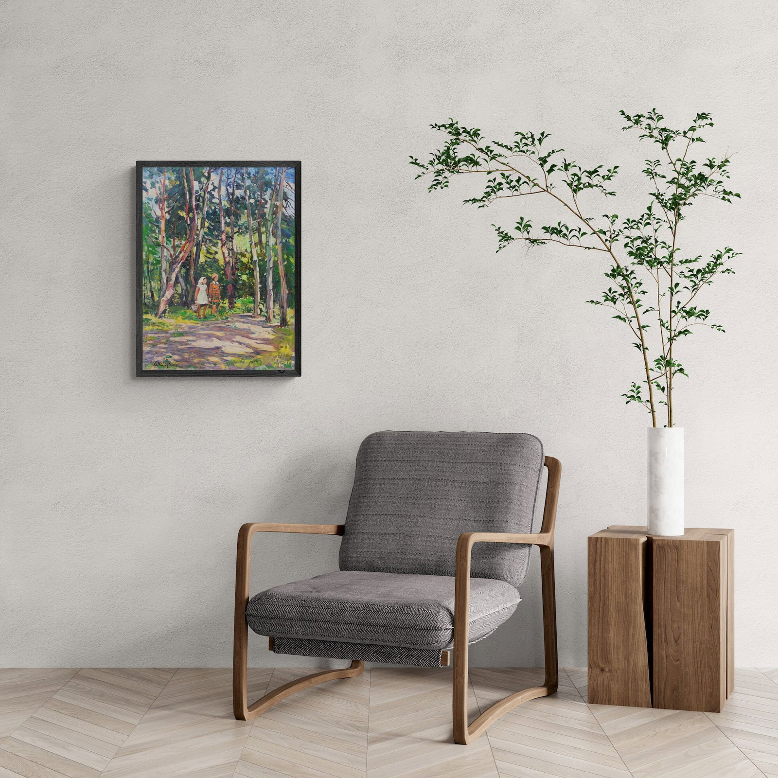 Zherdzitsky Evgeny (Ukrainian artist), "Mushroom pickers", oil on cardboard - 5