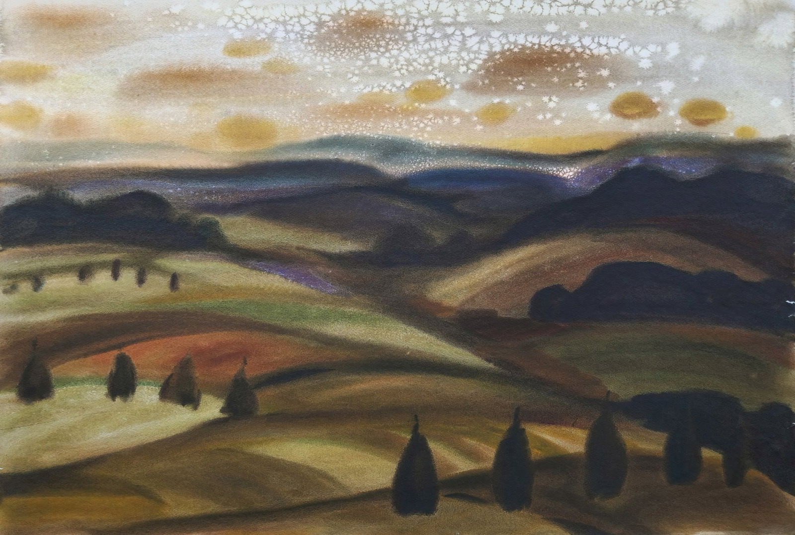 Mynka Olexandr (Ukrainian artist), "Autumn landscape", watercolor on paper: Title: Mynka Olexandr (Ukrainian artist), "Autumn landscape", watercolor on paper Artist: Mynka Olexandr Fedorovich Description: ARTIST: Mynka Olexandr Fedorovich, Ukrainian artist TITLE: "Autumn