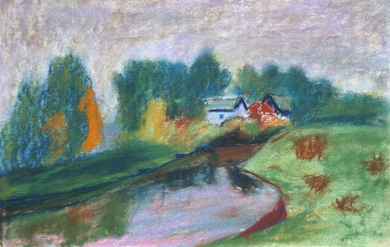 Lah Rostislav (Ukrainian artist), "The pond near the house", tempera on paper: Title: Lah Rostislav (Ukrainian artist), "The pond near the house", tempera on paper Artist: Lah Rostislav Ivanovich Description: ARTIST: Lah Rostislav Ivanovich, Ukrainian artist TITLE: "The pond nea