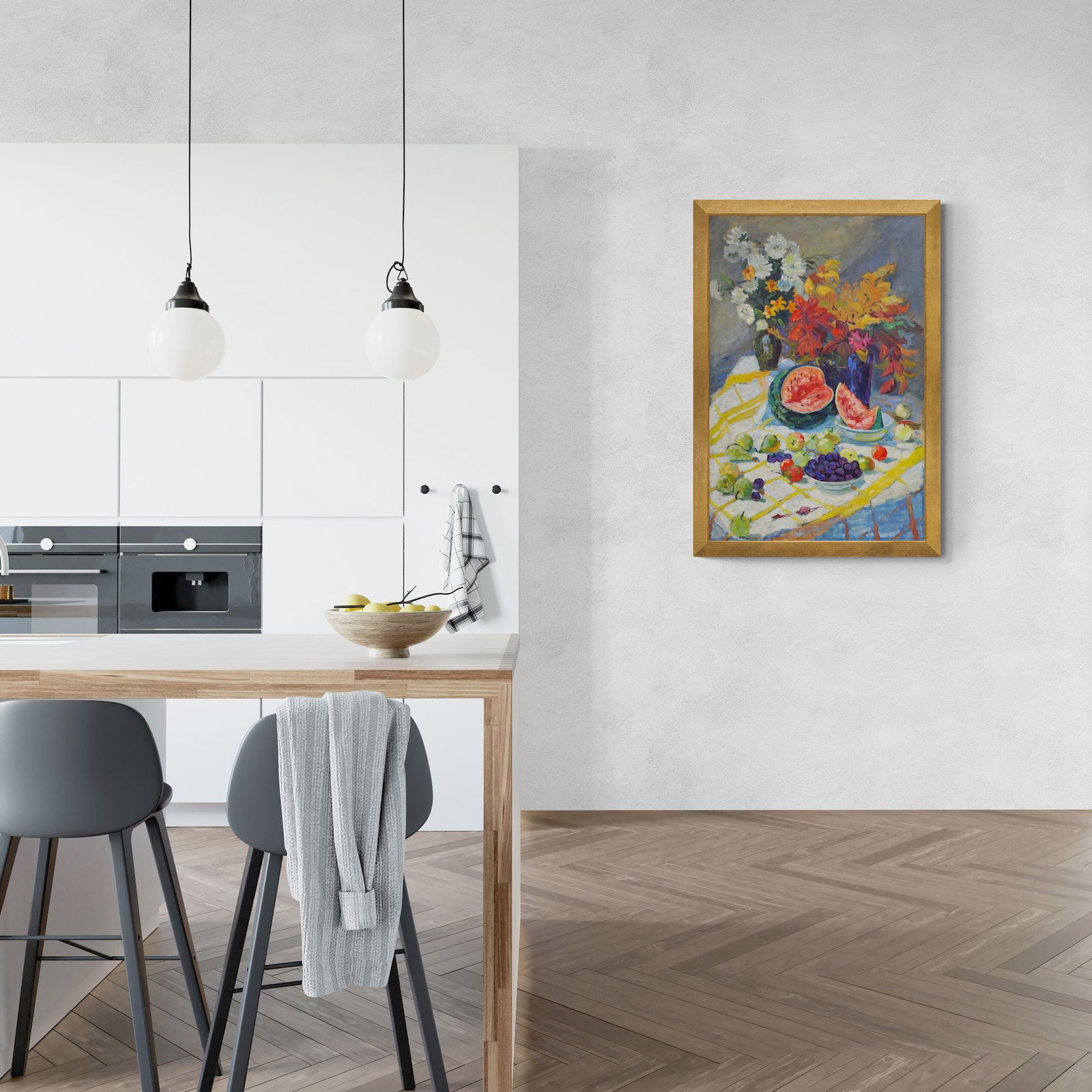 Unidentified (Ukrainian artist), "Still life fruit and flowers", oil on canvas - 3